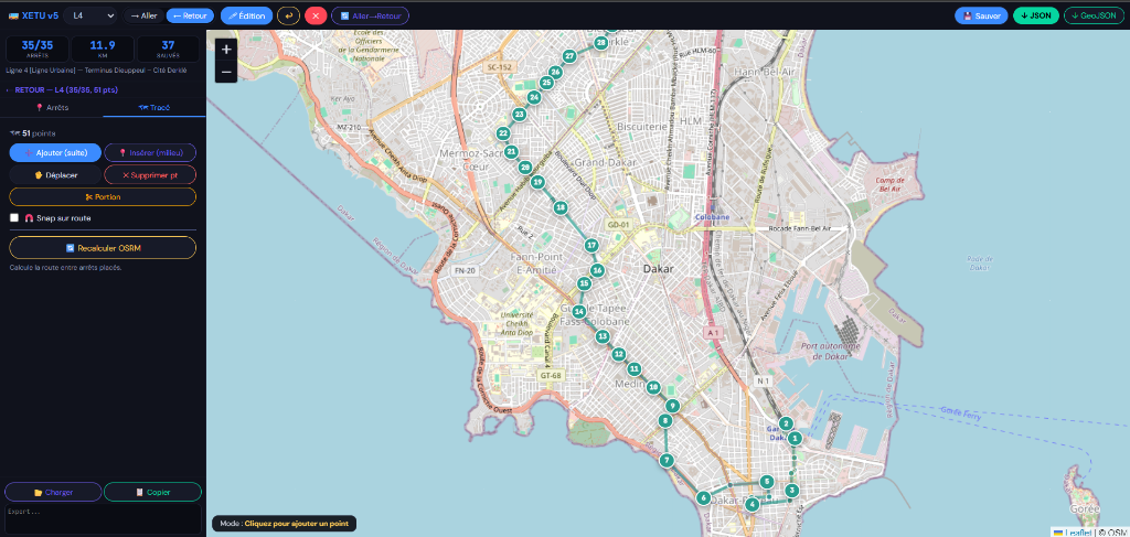 Ligne 4 · 35 arrêts · Tracé & géolocalisation (13.9 km)